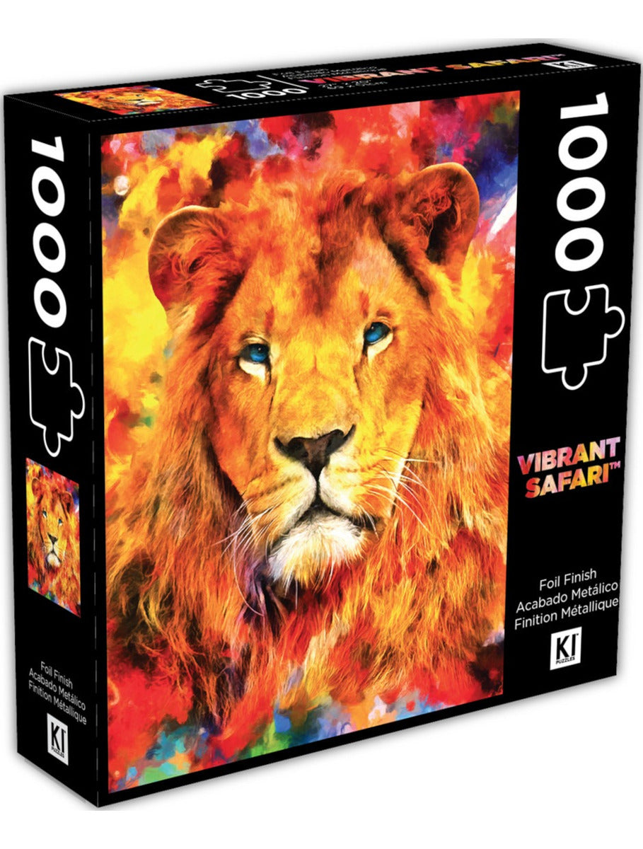 Rompecabezas León Vibrant Safari Foil Ki Puzzles 1000 Pzs
