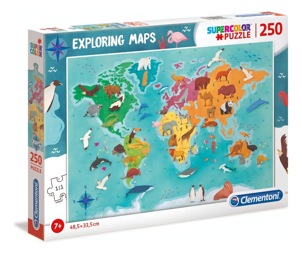 Mapa Mundo De Animales Rompecabezas 250 Pz Clementoni