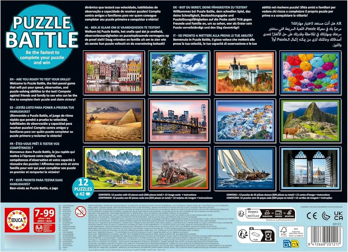 Rompecabezas Y Juego Batalla Viajes 12x42 Piezas Educa