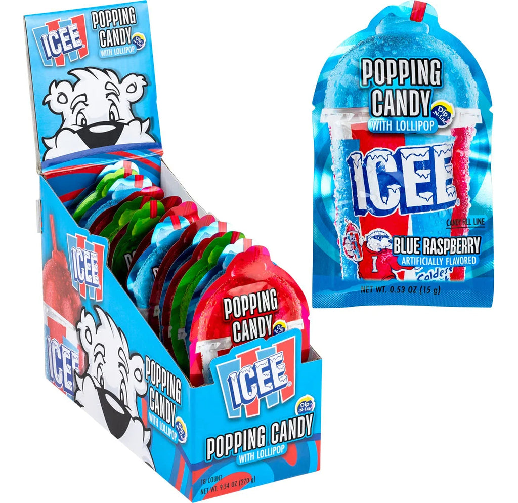 Dulce Icee Popping Candy Lollipop Paletas Caja 18 Piezas