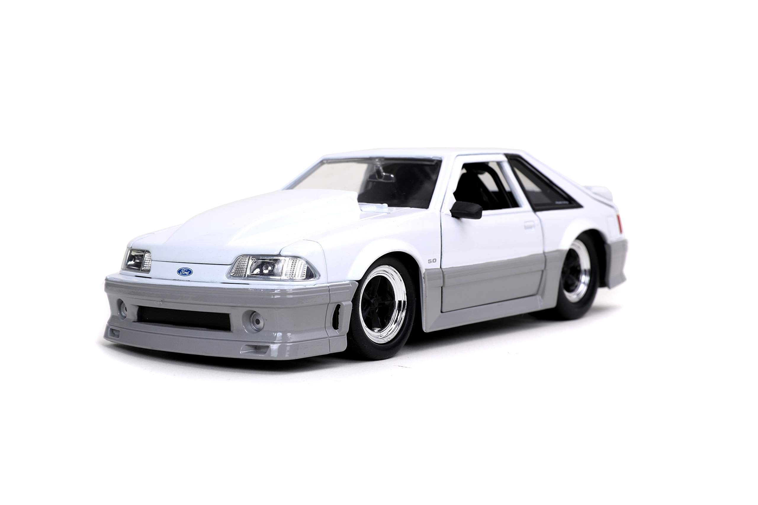 Jada Toys Bigtime Muscle 1:24 1989 Ford Mustang GT Die-Cast Car Blanco, Juguetes para niños y Adultos