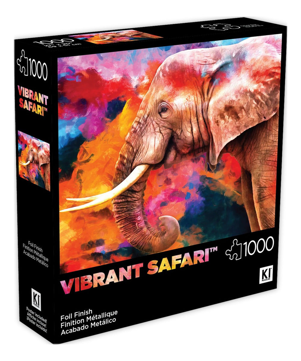 Rompecabezas Elefante Vibrante 1000 Pz Ki Puzzles Metalizado