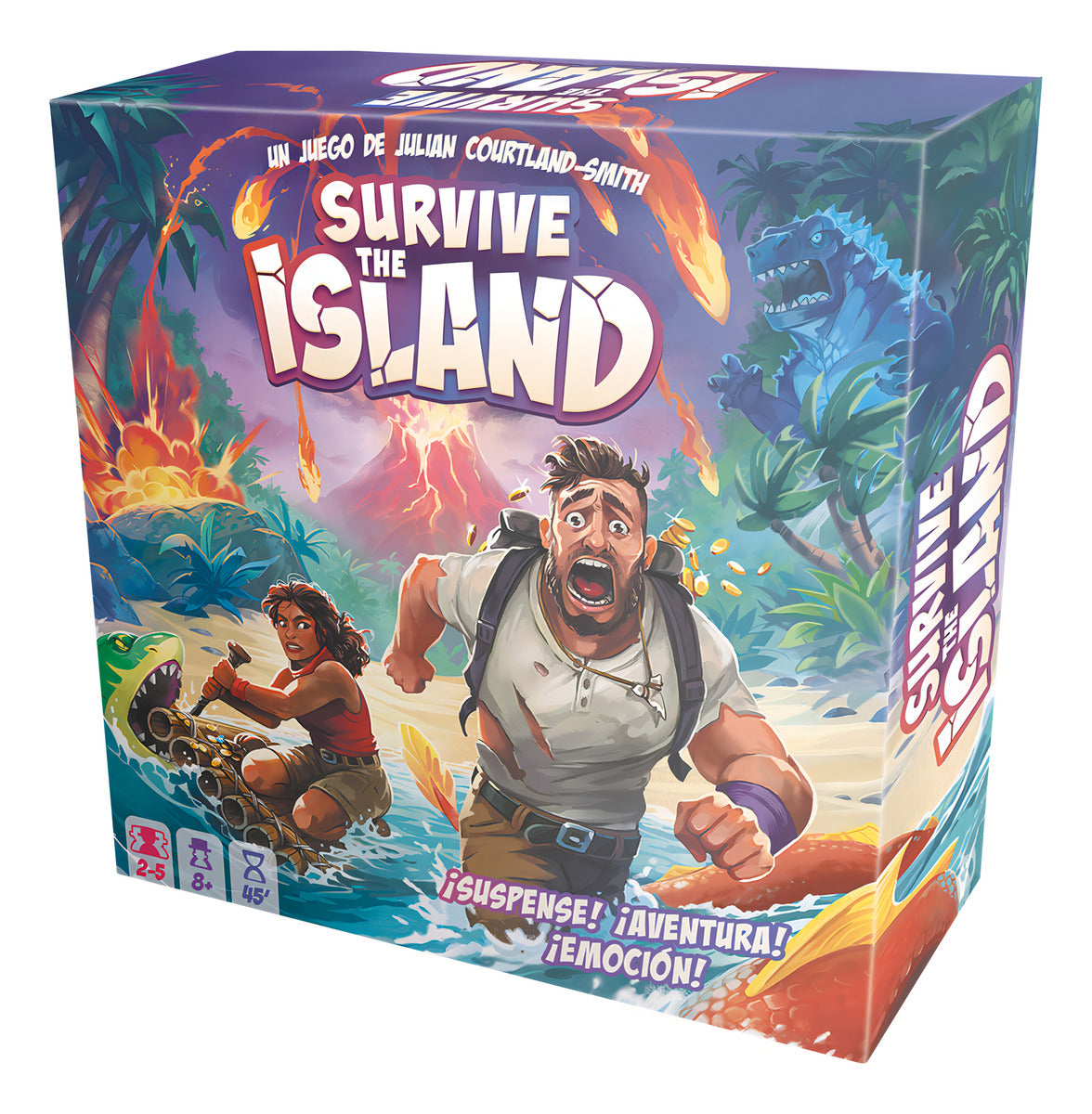 Juego De Mesa Survive The Island | Estrategia, Suspenso Y Aventuras | De 2 A 5 Jugadores | Tablero Con Criaturas, Volcanes Y Supervivientes | Diversión Familiar 8+