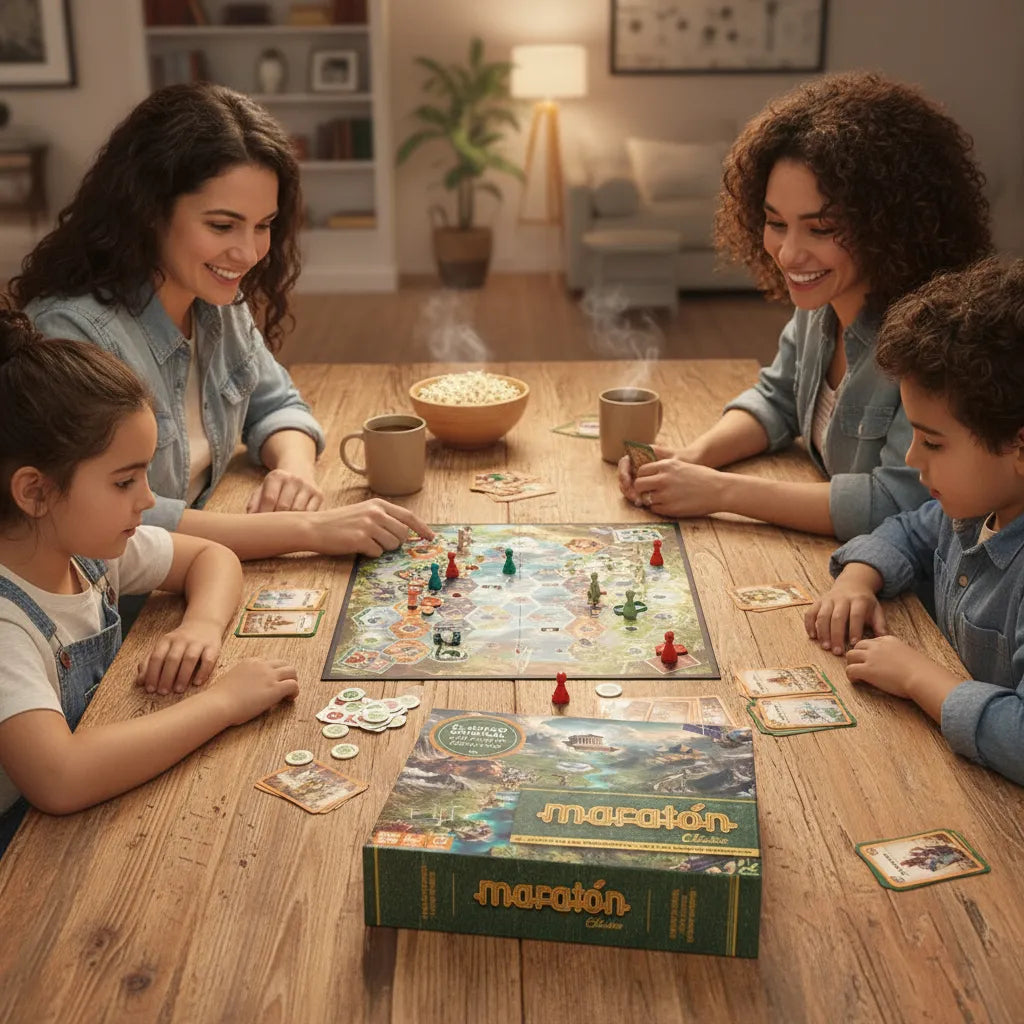 Juego De Mesa Maratón Familiar Clásico | Trivia Educativa Con Preguntas De Cultura General | Diversión Para Toda La Familia Y Amigos | Ideal Para Fiestas, Reuniones Y Noches De Juego