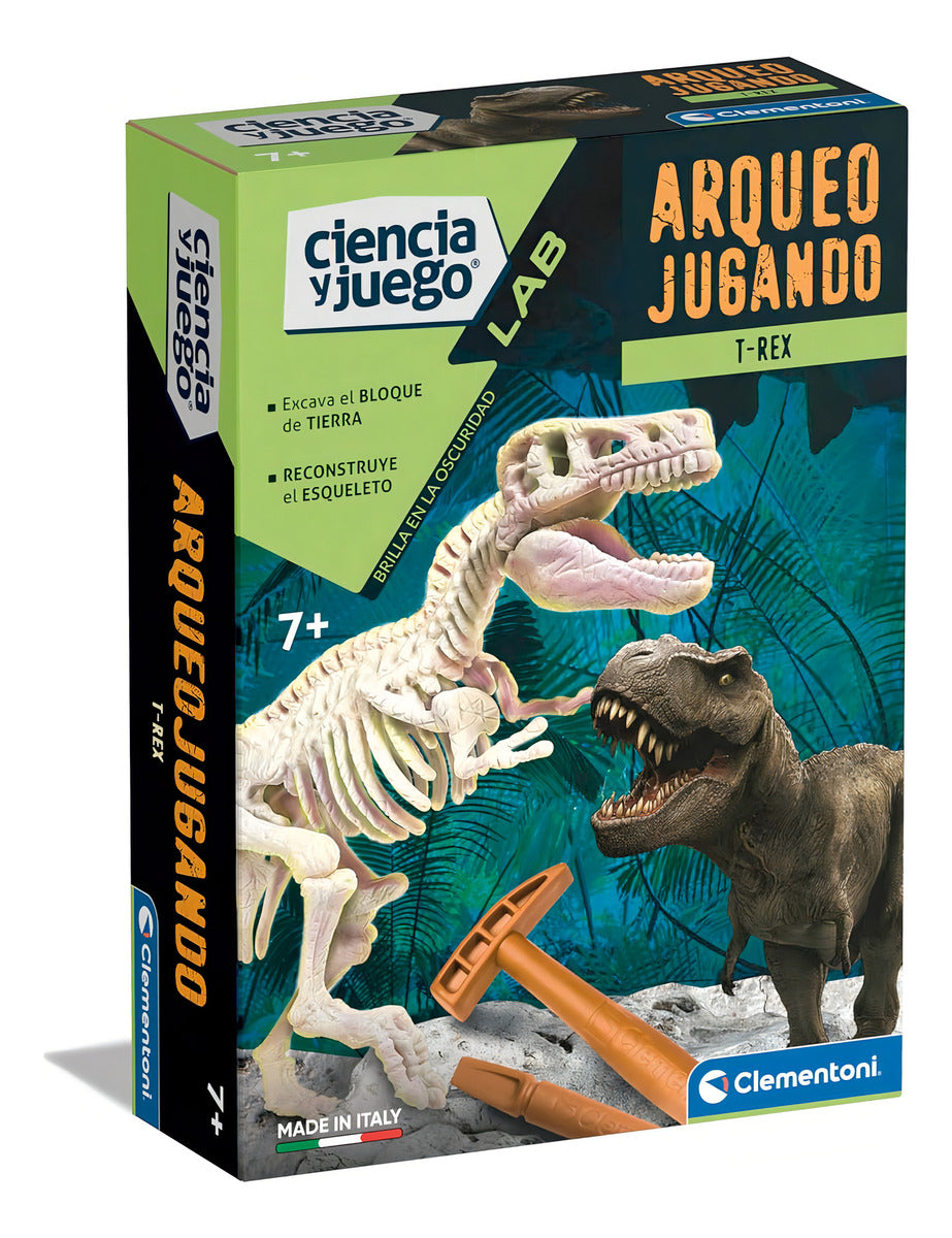 Juego De Arqueologia Figura T-rex Excava Clementoni Dinosaur Cantidad De Piezas 9