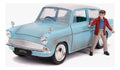 Auto Colección Ford Anglia 1959 Mas Figura Harry Potter 1:24 Celeste Techo Blanco