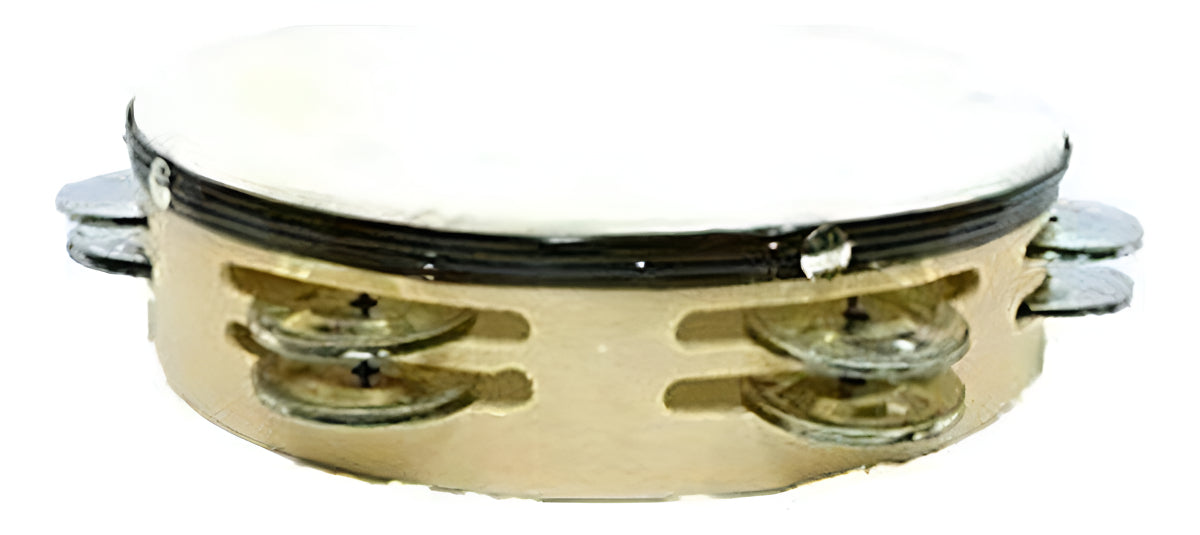 I047 Pandero 6 Infantil Doble Madera Cuero 14 Cm Educar Color Blanco