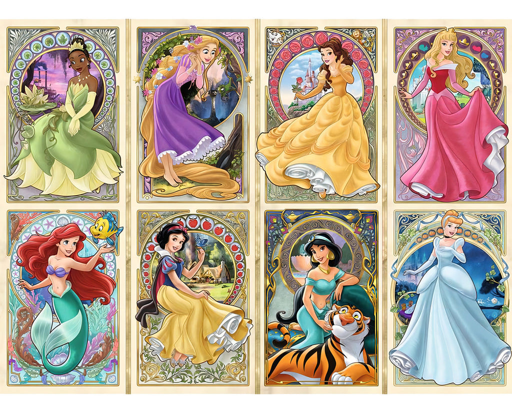 Rompecabezas Disney Princesas Modernistas Art Nouveau | 1000 Piezas Ravensburger | Corte Preciso Y Acabado Antirreflejante