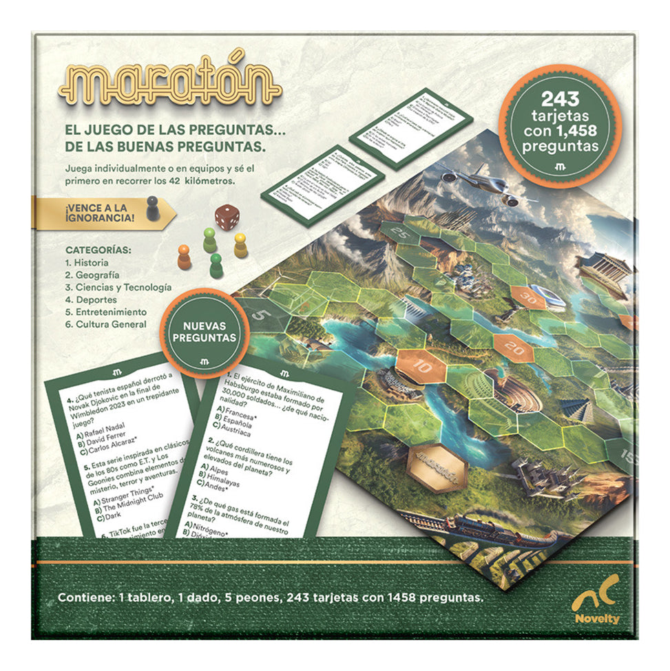 Juego De Mesa Maratón Familiar Clásico | Trivia Educativa Con Preguntas De Cultura General | Diversión Para Toda La Familia Y Amigos | Ideal Para Fiestas, Reuniones Y Noches De Juego