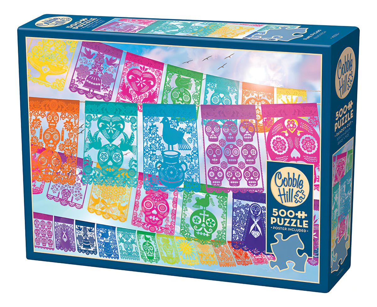 Rompecabezas Papel Picado Festivo 500 Piezas Cobble Hill Puzzles Fiesta Mexico Colores