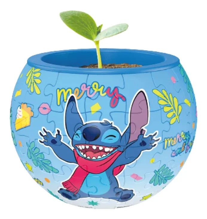 Rompecabezas 3d Maceta Stitch Bailando  80 Pzs De Plástico