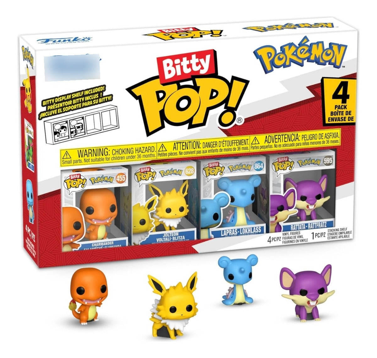 Funko Pop! Bitty Pokemon Charmander, Jolteon, Lapras Rattata