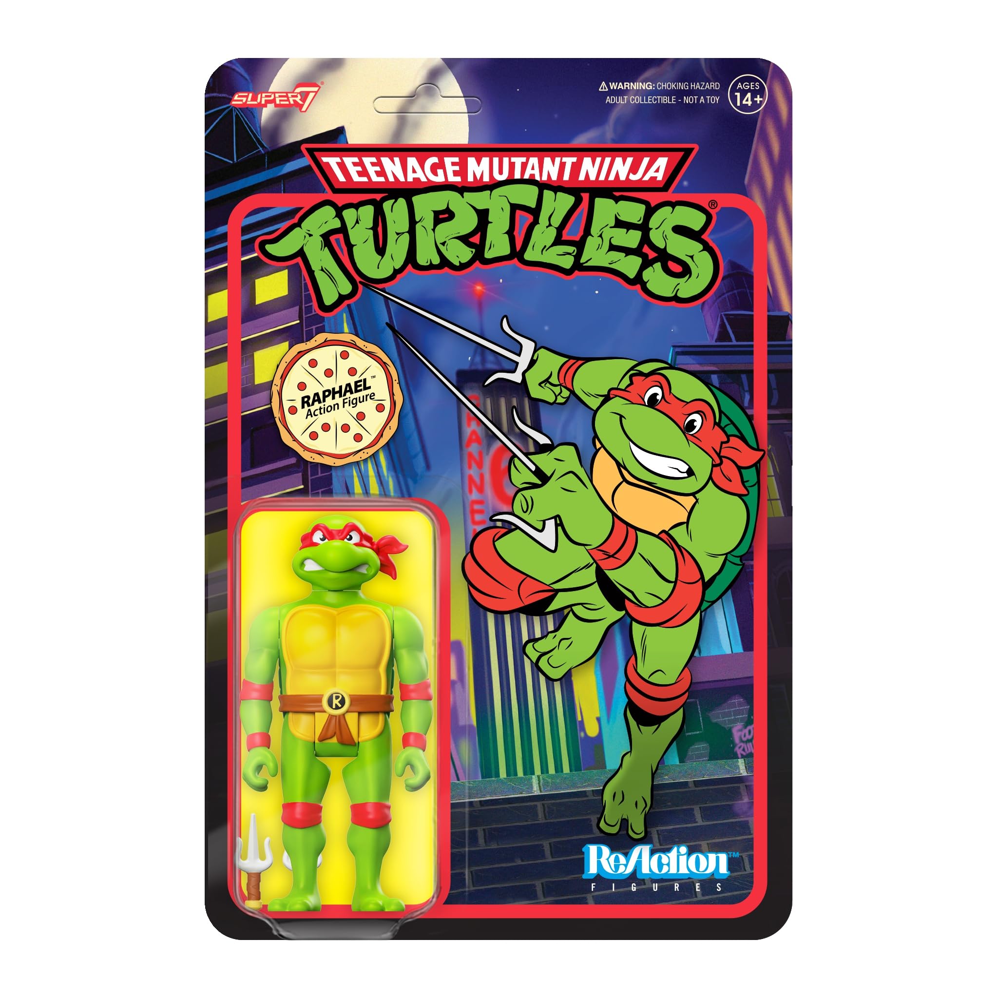 Super7 Teenage Mutant Ninja Turtles Raphael - Figura de acción TMNT de 9,5 cm con Accesorios coleccionables clásicos de Dibujos Animados y Juguetes Retro