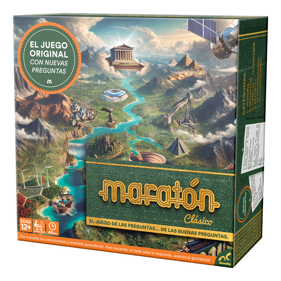 Juego De Mesa Maratón Familiar Clásico | Trivia Educativa Con Preguntas De Cultura General | Diversión Para Toda La Familia Y Amigos | Ideal Para Fiestas, Reuniones Y Noches De Juego