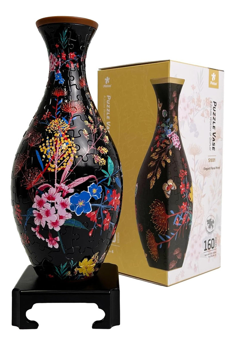 Pintoo Jarrón Floral Negro: Rompecabezas 3d 160 Piezas
