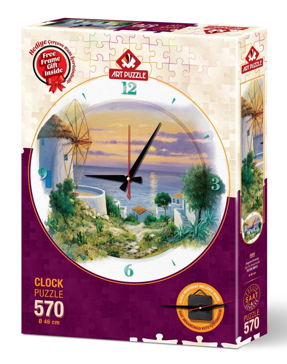 Art Puzzle Reloj Rompecabezas de 570 Piezas Reloj Tarde Egea 46 cm de diametro