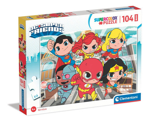 Rompecabezas Flash Superman Mujer Maravilla 104pz Clementoni