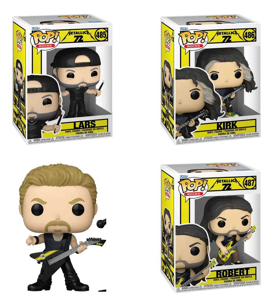 Kit Funko Pop Rock Metallica 72 Seasons : 1 Lars + 1 Kirk + 1 James + 1 Robert