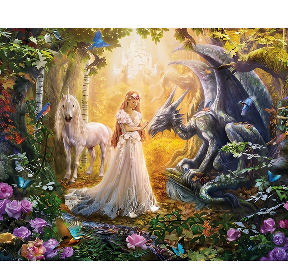 Rompecabezas 1500 Piezas Educa Dragón Princesa Unicornio Fantasía
