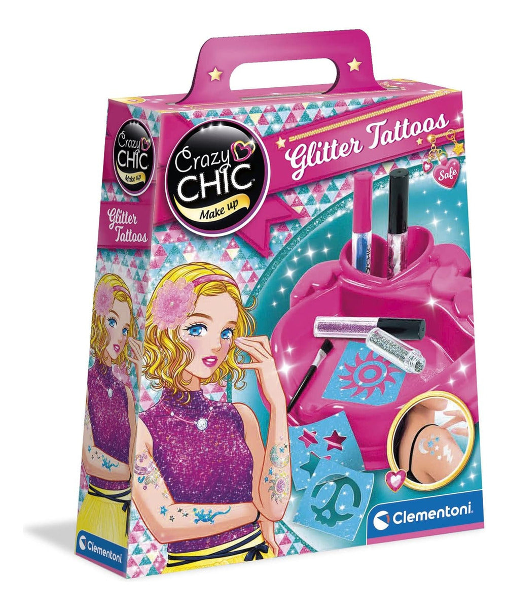 Juego Glitter Tatoo Kit Crea Tatuajes Clementoni Crazy Chic