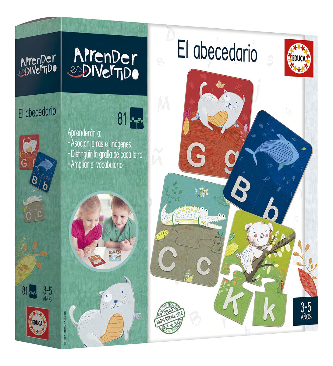 Juego Abecedario Infantil Educa Aprender Es Divertido 81 Piezas Cartón