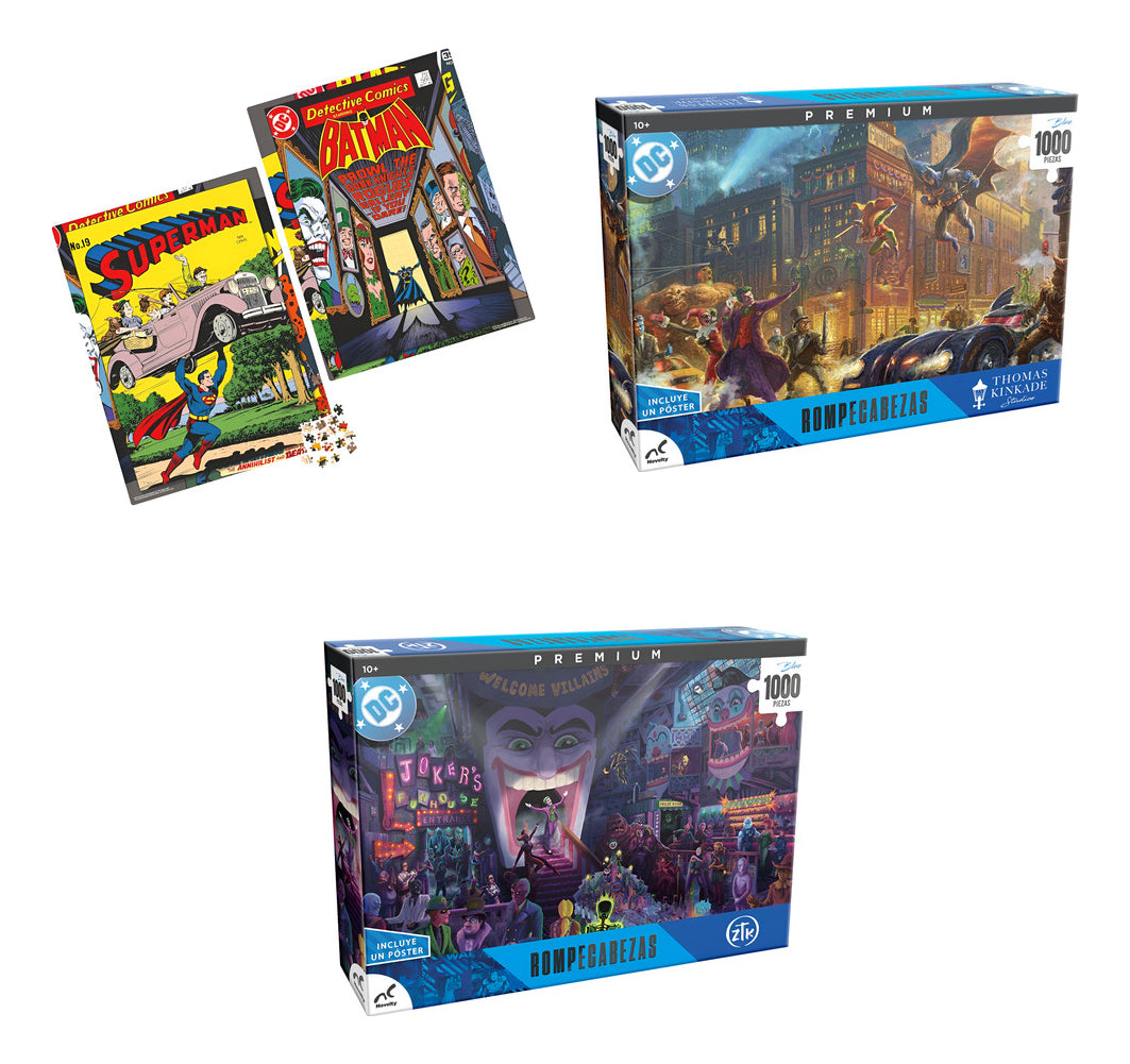 Kit Dc: Set Rompecabezas Superman Y Batman + Rompecabezas Joker 1000 Pzs + Batman 1000 Pzs