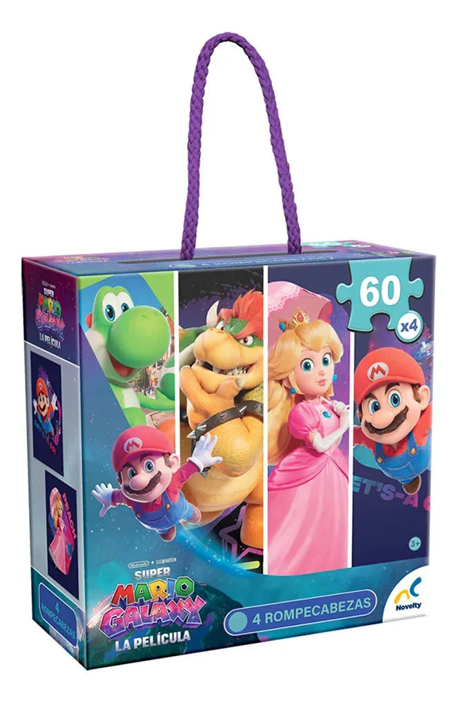 Rompecabezas Nintendo Super Mario La Película 4 En 1 60 Piezas 3+ Años 28x38 Cm Juguete Infantil Regalo Niños