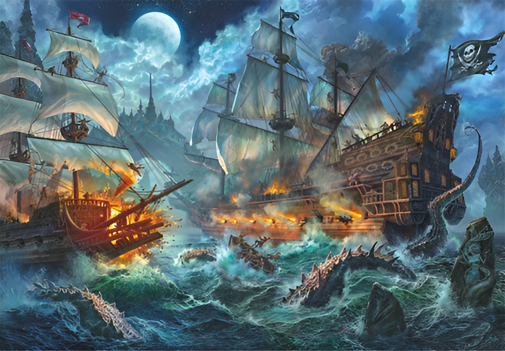 Rompecabezas Batalla Piratas 1000 Pz Clementoni Italia Epico