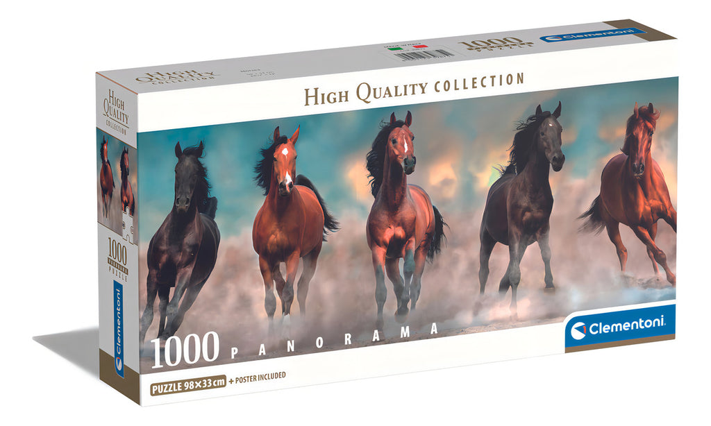 Rompecabezas Caballos Panorama + Poster 1000 Pz Clementoni