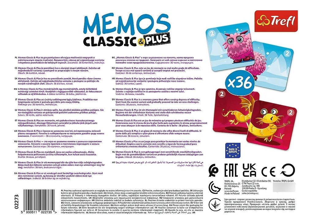 Memos Classic&plus Pequeños Monstruos Trefl Juego De Memoria