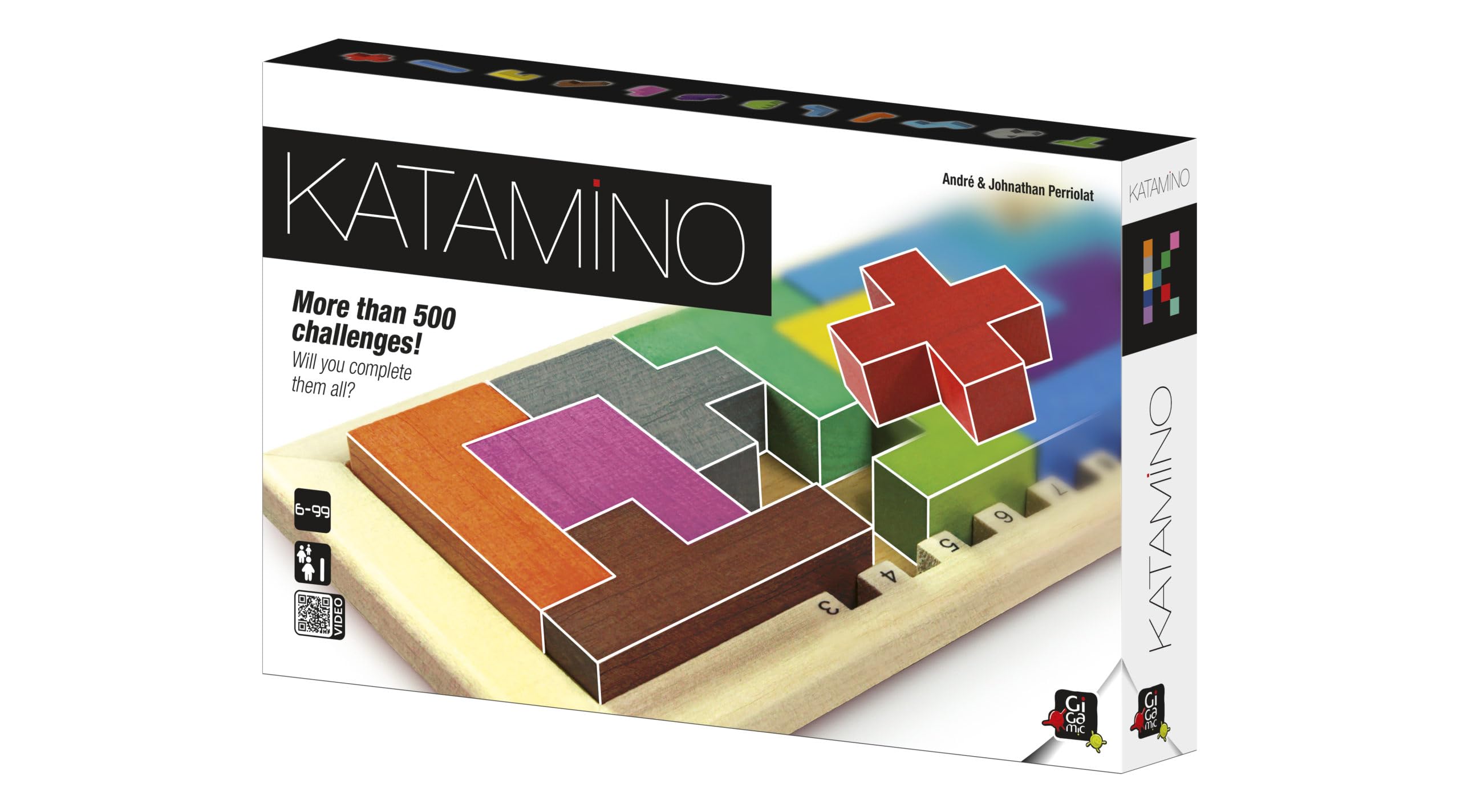 GIGAMIC Katamino Game: Juego de Mesa de Madera, 12 Piezas, 2 Jugadores, Intermedio, 6+ Años, Vacaciones