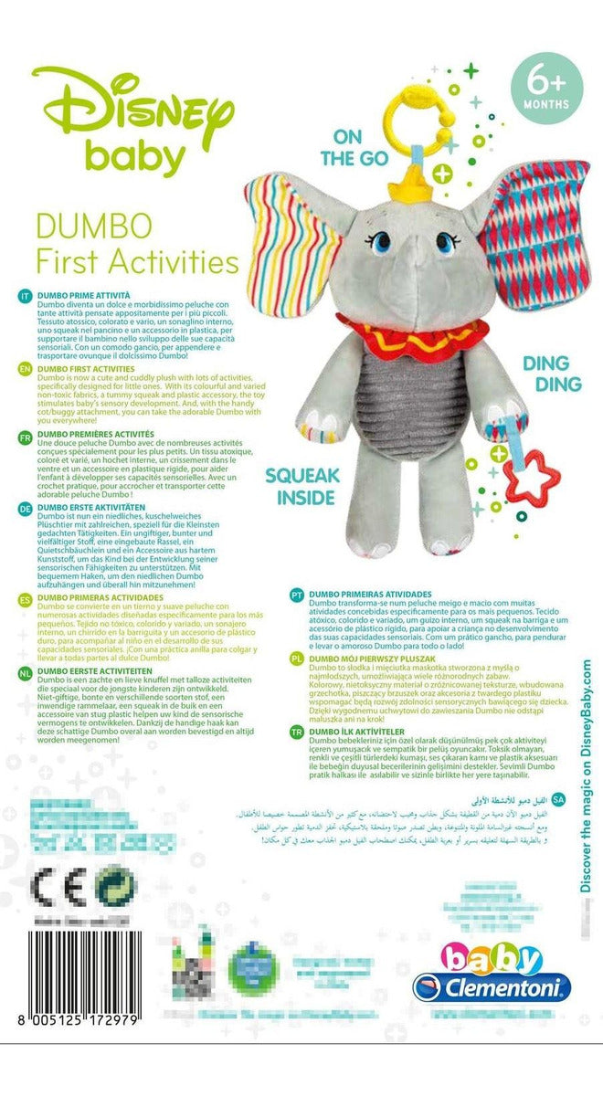 Peluche Dumbo Texturas Con Actividades Y Sonido Clementoni Multicolor