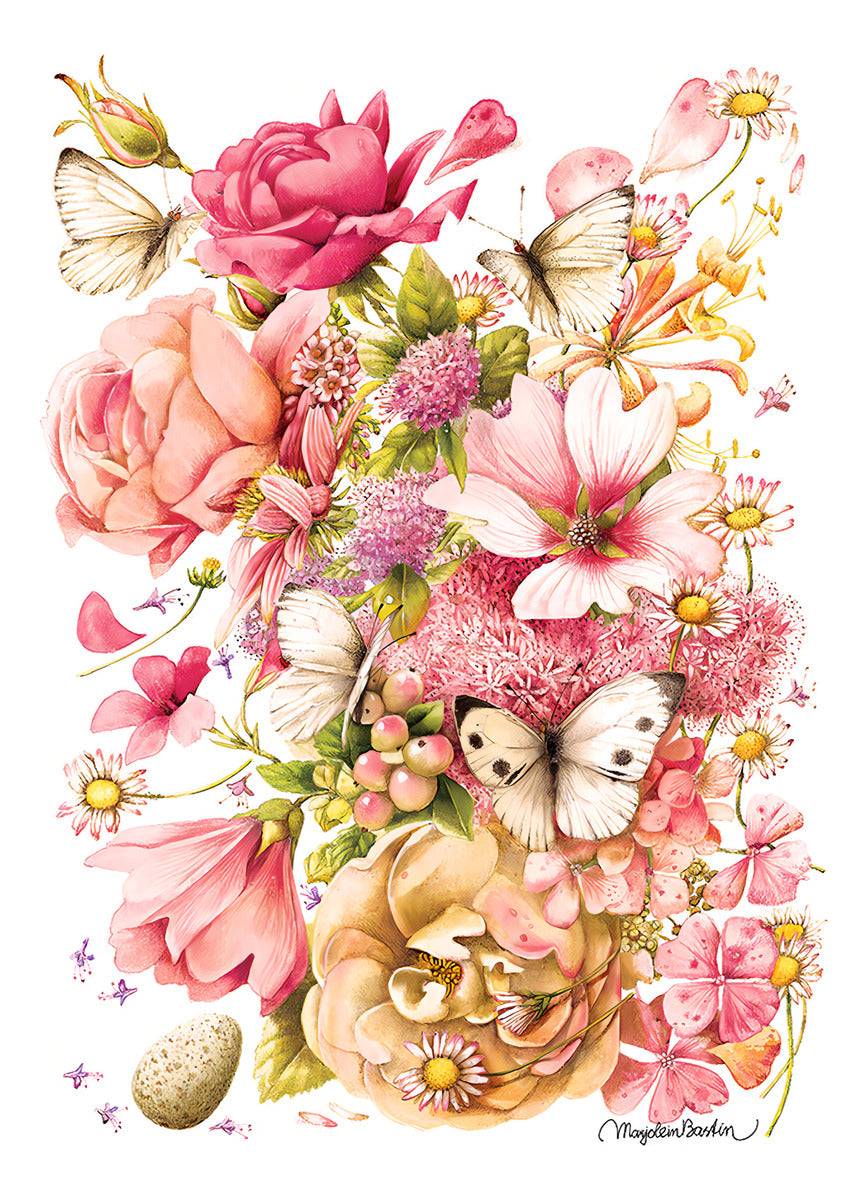 Rompecabezas Ramo Rosas Y Mariposas 1000 Pz Cobble Hill Flor