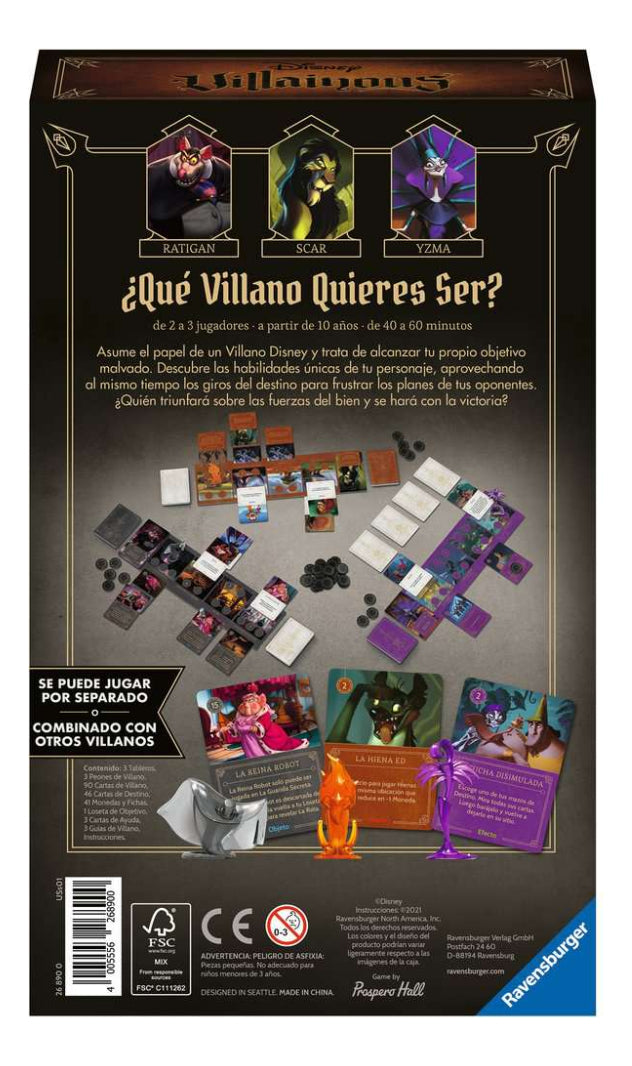 Juego De Mesa De Estrategia | Expansión Disney Villainous Evil Comes Prepared | Scar, Yzma, Ratigan | Ravensburger
