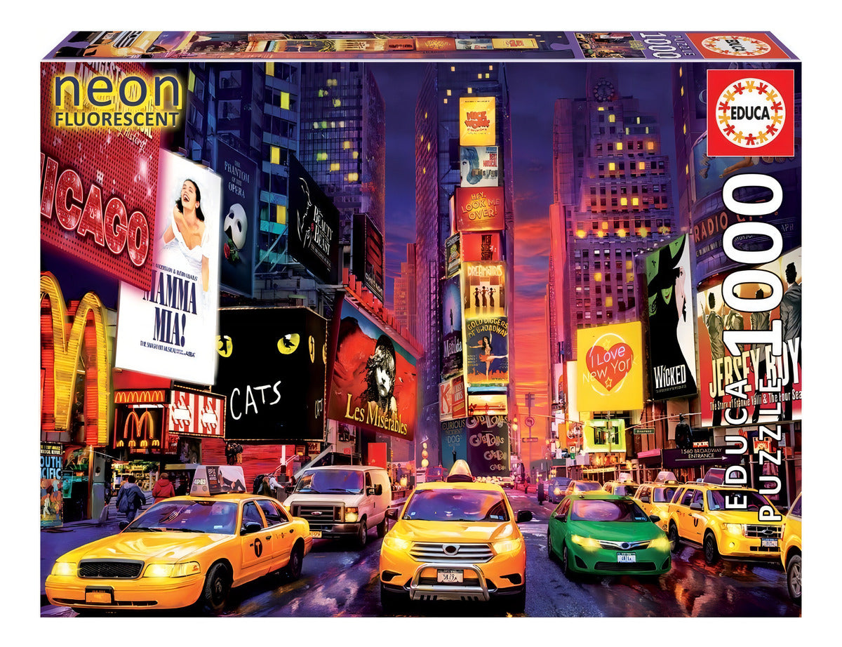 Rompecabezas Educa Borras 1000 Piezas Times Square Nueva York Fluorescente