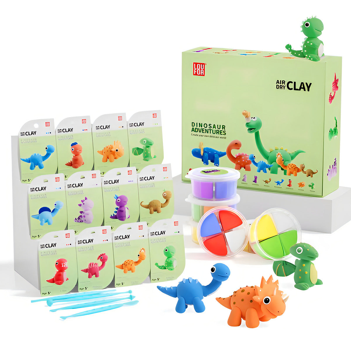 Arcilla Mágica Secado Al Aire Dinosaurios Educar 12 Piezas Colores Múltiple