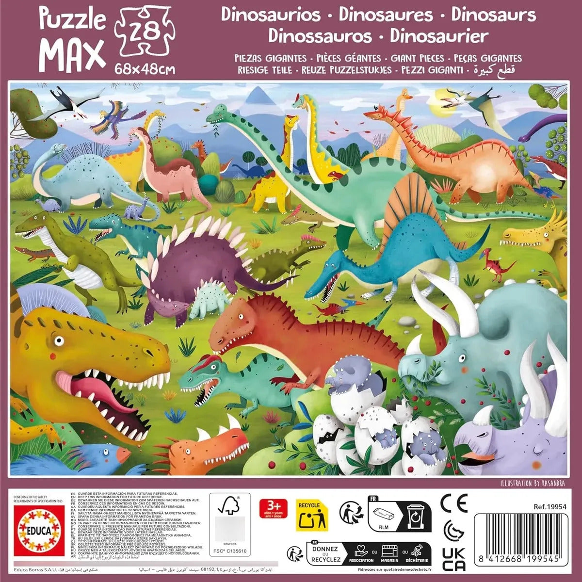 Rompecabezas Max Dinosaurios Educa 28 Piezas Xxl