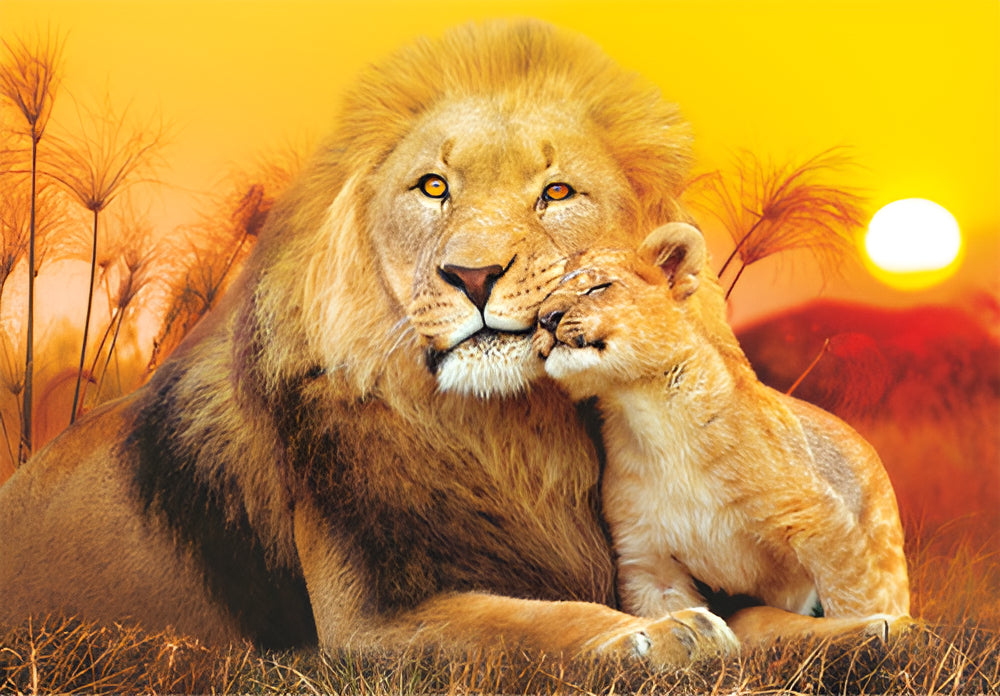 Rompecabezas Leones Africa 180pz Clementoni Italia Atardecer