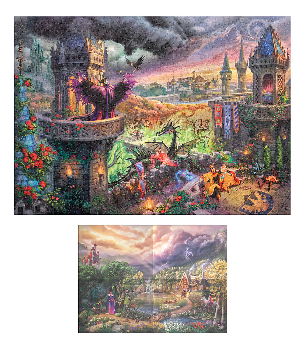 Rompecabezas Disney Villanos & Princesas 1000 Piezas Premium  Ilustración Thomas Kinkade, Póster Incluido, Perfecto Para Coleccionistas Y Regalo