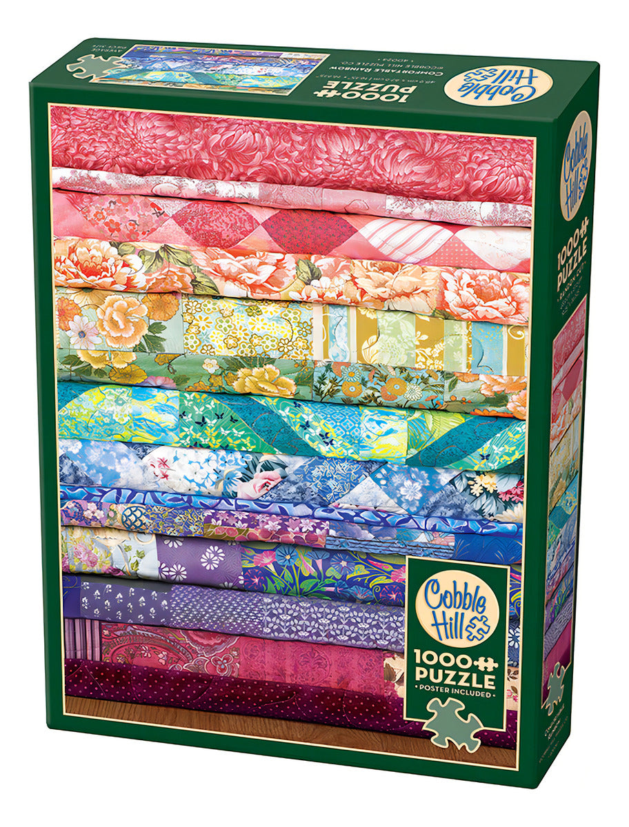 Rompecabezas Suave Arcoiris De Edredones 1000 Piezas Cobble Hill Puzzles Colores Y Textiles Colchas Quilt