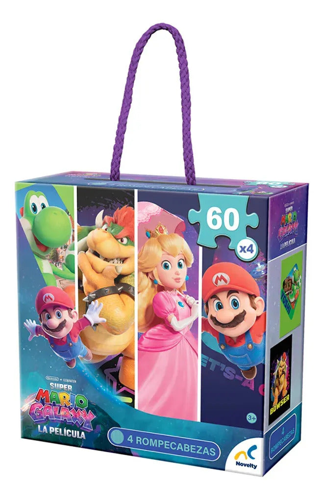 Rompecabezas Nintendo Super Mario La Película 4 En 1 60 Piezas 3+ Años 28x38 Cm Juguete Infantil Regalo Niños