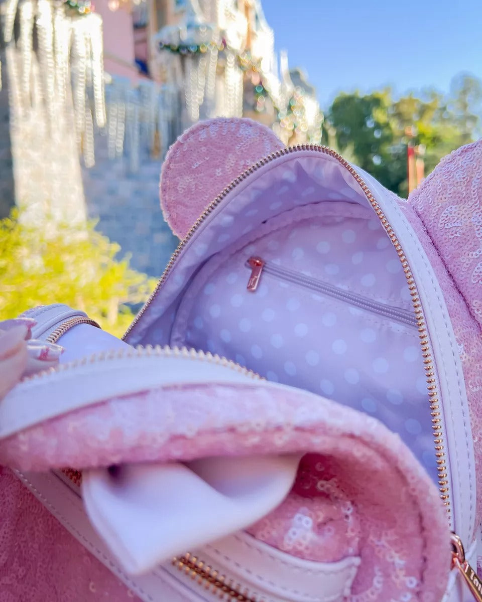 Loungefly Mini Mochila Minnie Mouse Cotton Candy Sequin