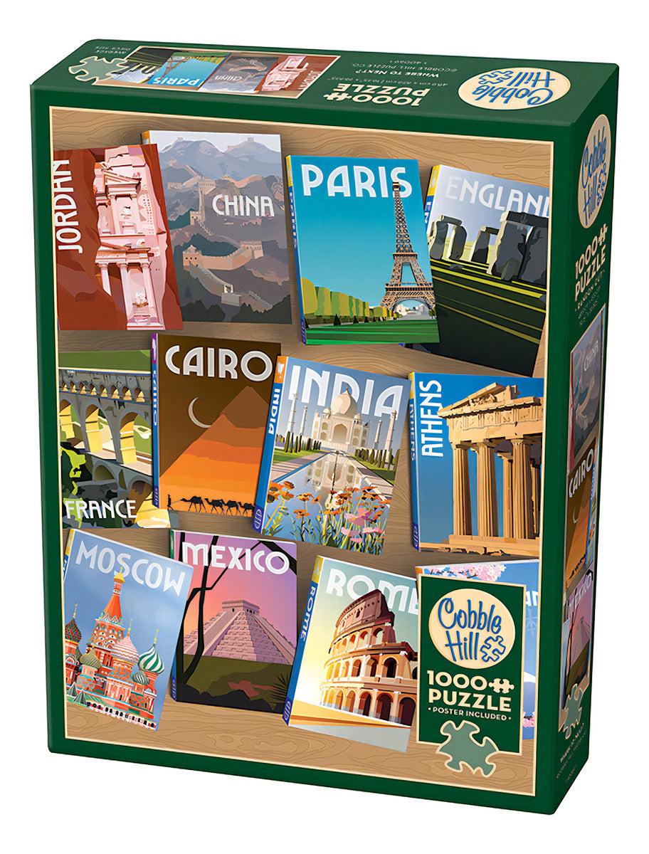 Rompecabezas 1000 Piezas Cobble Hill Carteles Viaje Mundo 50x68 Cm