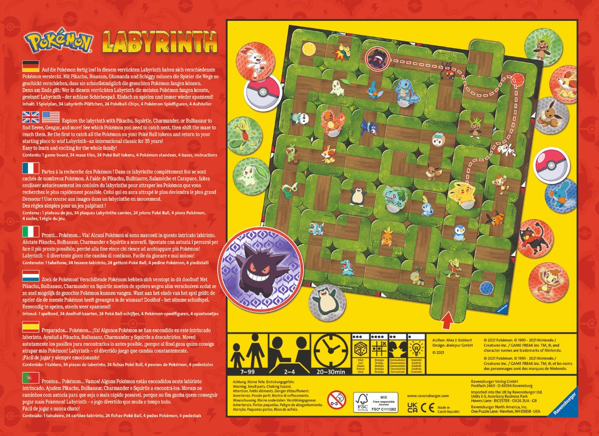 Juego De Mesa Pokémon Laberinto | 2 A 4 Jugadores | Ravensburger | Juego De Estrategia Para Niños Y Coleccionistas