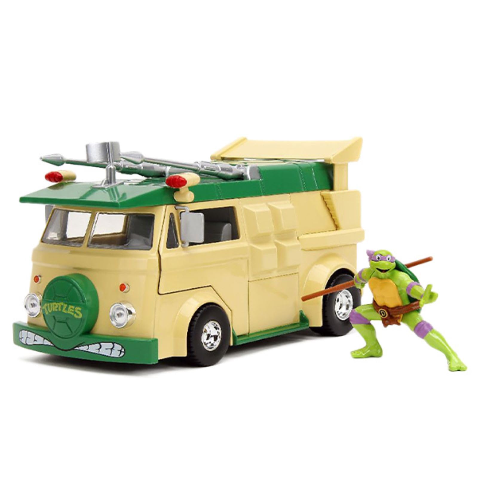 Jada 1:24 Turtles The Party Wagon W/Donatello Tortugas Donatello Party Vagon 1/24 Minicoche tamaño con Figura [importación paralela]