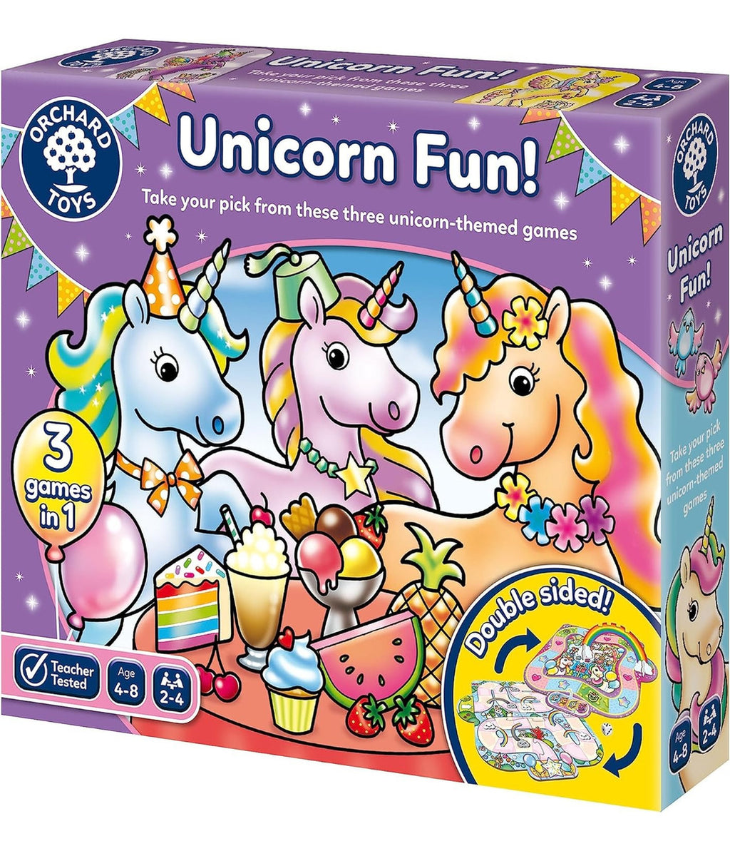 Juego De Mesa 3 En 1 Unicorn Fun! Orchard Toys