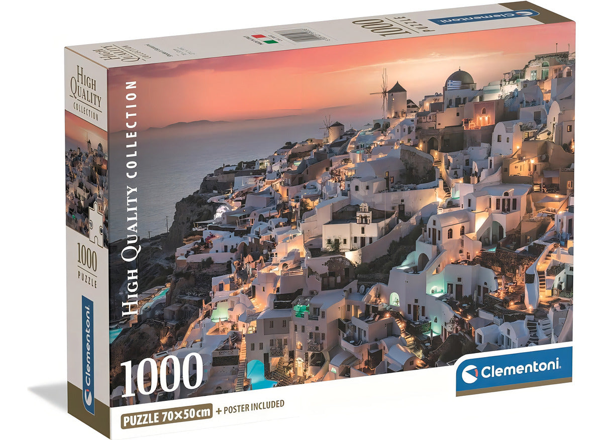 Rompecabezas 1000 Piezas Santorini Grecia Clementoni Adultos