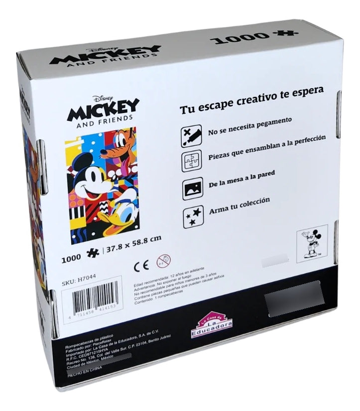 Rompecabezas Mickey, Donald Y Pluto 1000 Pzs De Plástico