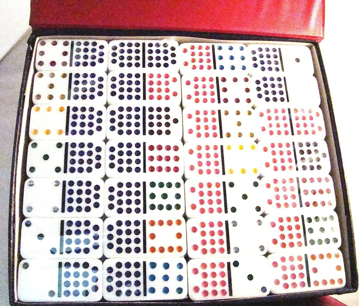 Chh Domino Doble 15 Puntos De Colores Con Caja De Vinil