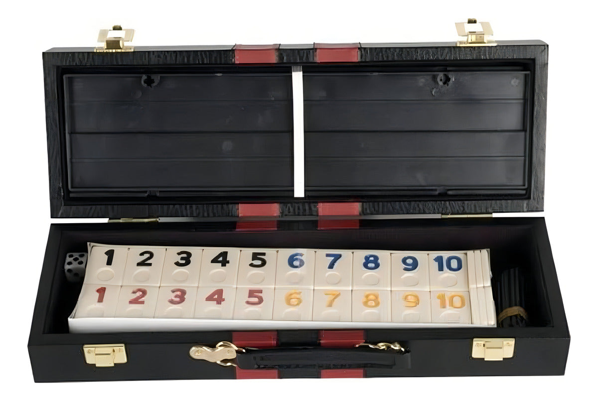 Rummy De Lujo Estuche De Piel Y Racks De Plástico Chh